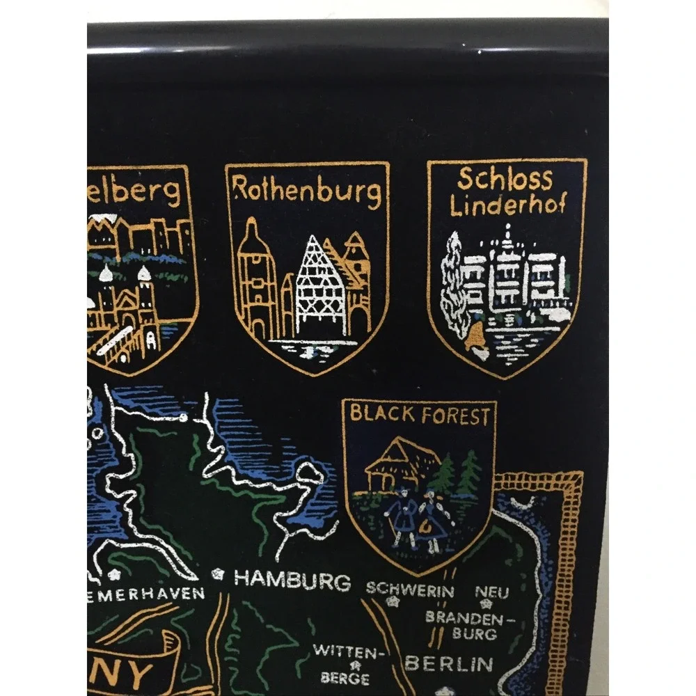 Germany Map Scroll Fabric Roll Up Tapestry Wall Hanging 18.5